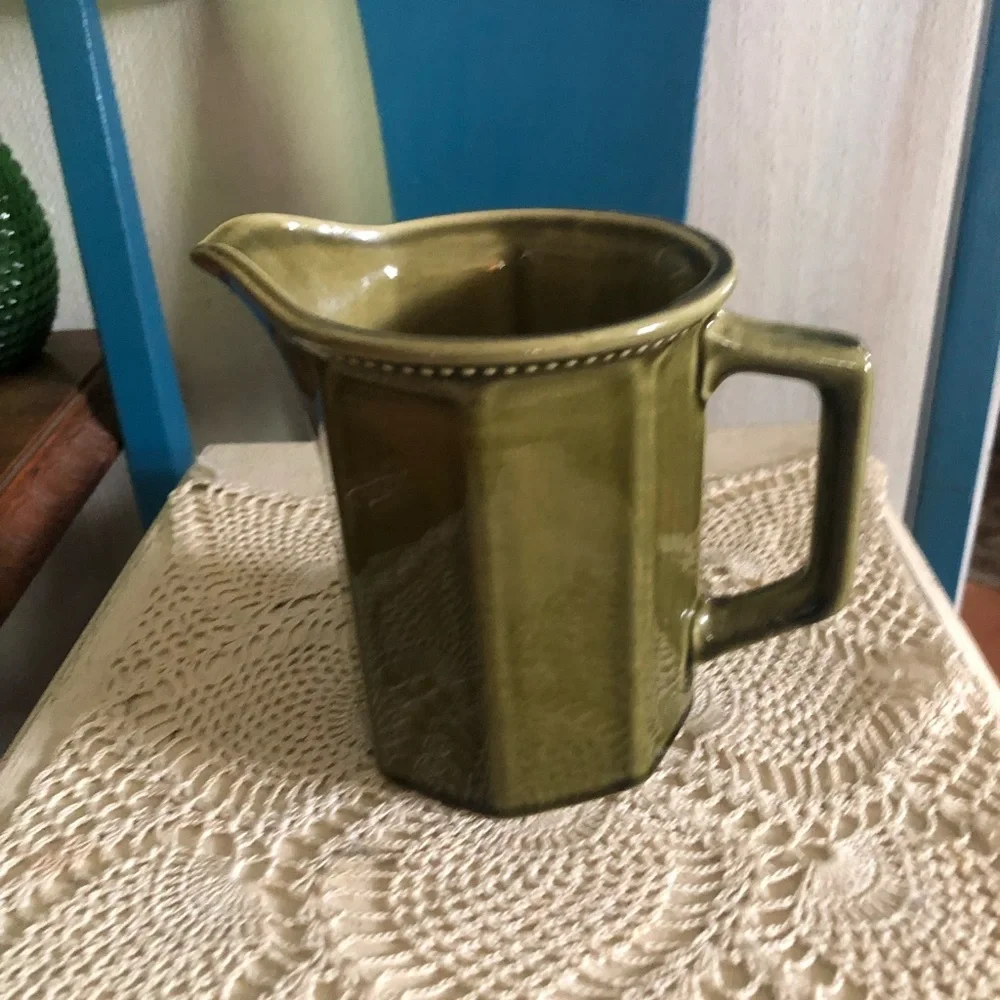 Vintage Green Ceramic Pitcher